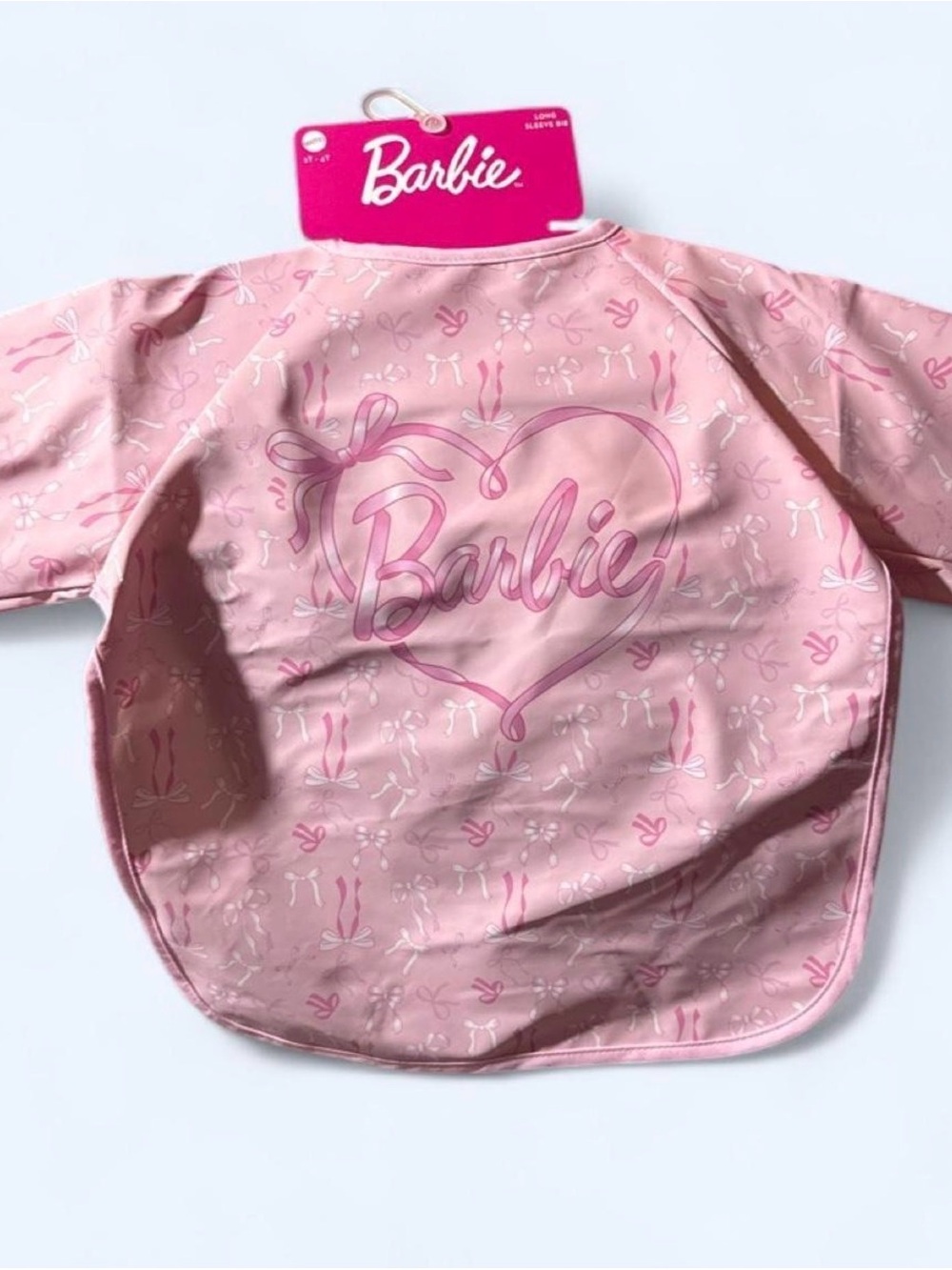 Barbie Pink Heart Logo Long-Sleeve Kids Bib